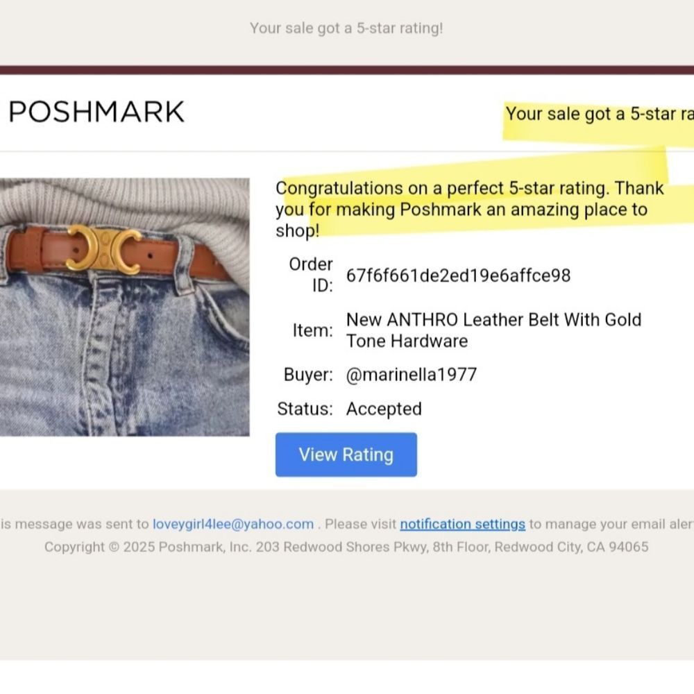 New Black Leather Belt With Gold Tone Hardware | NWOT - Picture 13 of 13